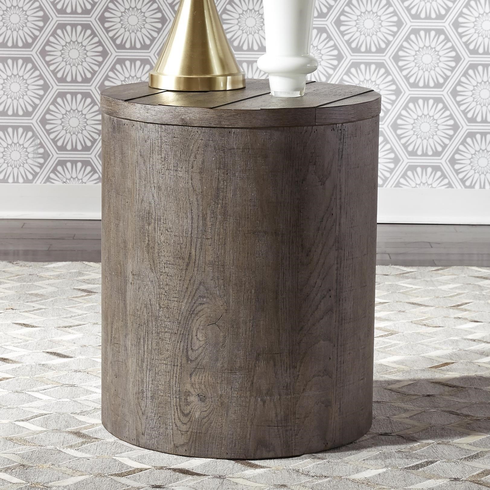 Liberty Furniture Modern Farmhouse Contemporary Round Drum End Table